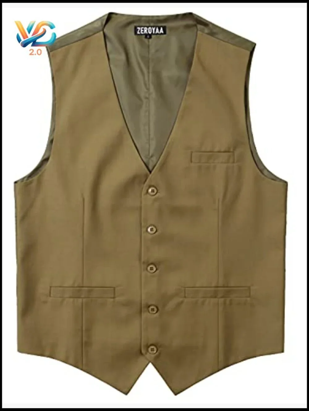Men's Formal Suit Vest with Adjustable Belt, 3 Pockets, V-Neck Design